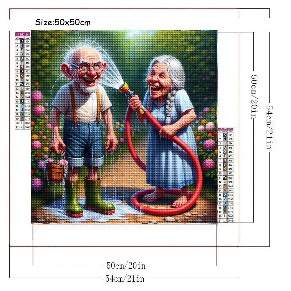 Happy Grandma Grandfather Playing Water Diamond Painting Embroidery New 2024 DIY Full Square Round Diamond Mosaic Cross Stitch