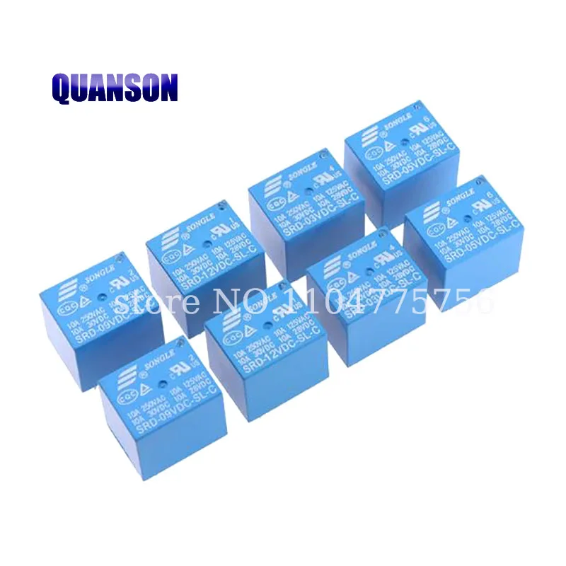 10pcs Relay SRD-03VDC-SL-C SRD-05VDC-SL-C SRD-24VDC-SL-C SRD-12VDC-SL-C 3V 5V 6V 9V 12V 24V 48V 10A 250VAC 5PIN Relays Relais