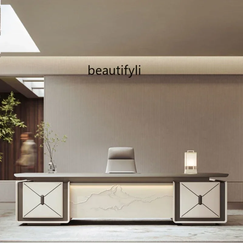 

XX39New Chinese Style Executive Desk Light Luxury Modern Boss President President Office Table and Chair