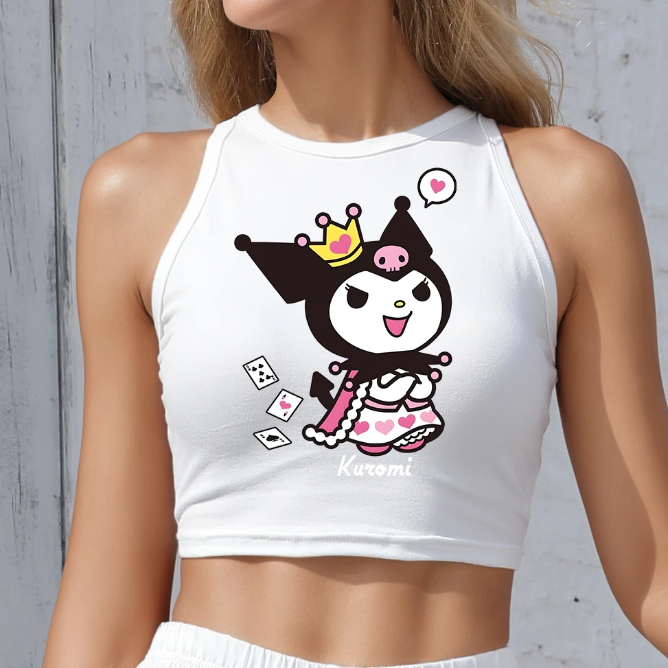 

SUMMER TOP Fashion off shoulder sexy crop top woman kawaii clothes Y2K TOPS street style versatile round neck design