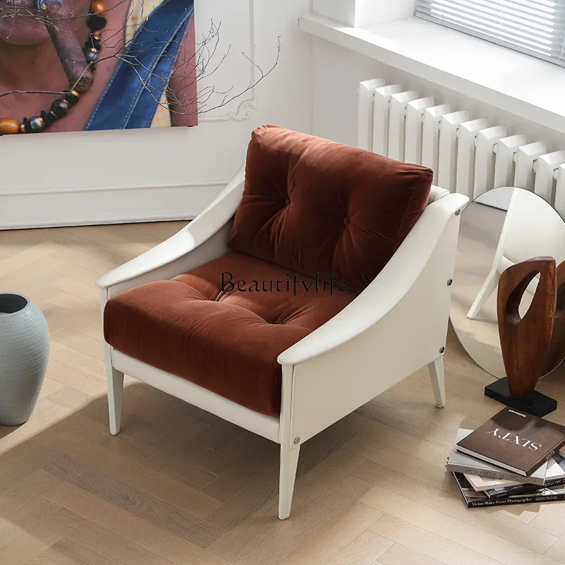

02ls 18 **Italian simple single sofa chair leather velvet leisure balcony bedroom reading chair