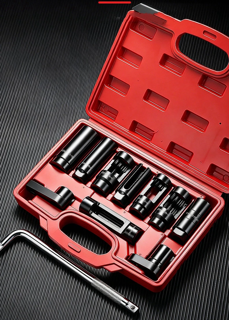 3/5/7/10-teiliges Sauerstoffsensor-Steckschlüssel-Set, Sauerstoffsensor-Entfernungswerkzeug-Kit, 3/8" & 1/2" Antrieb, zum Entfernen und Einsetzen von Sauerstoffsensoren – Detail 1