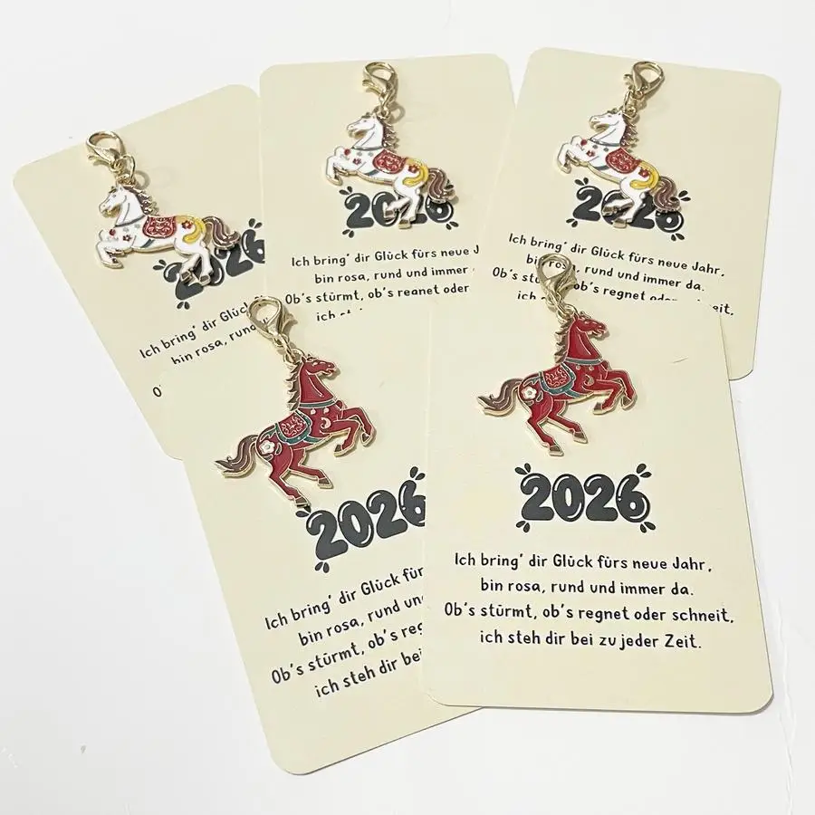 1/5/10/20/50/100pcs Horse Keychain Set, Includes 5 Keychains + 5 Cards, Symbolizing Success, Ideal for Graduation, New Year, and