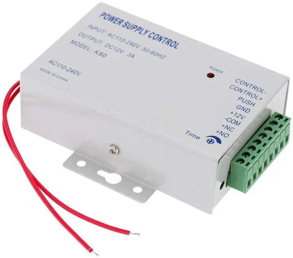 Control de fuente de alimentación K80, sistema de Control de acceso de puerta, cerradura magnética, Control de fuente de alimentación, CA 110-240V a cc 12V