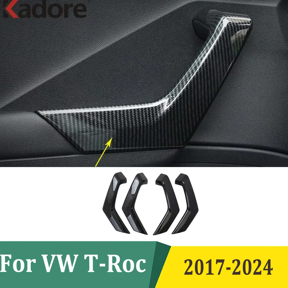 

Для Volkswagen T-Roc TROC 2017-2024 углеродное волокно, боковая дверная ручка, подлокотник, декоративные накладки на пороги, отделка в полоску, аксессуары для салона автомобиля