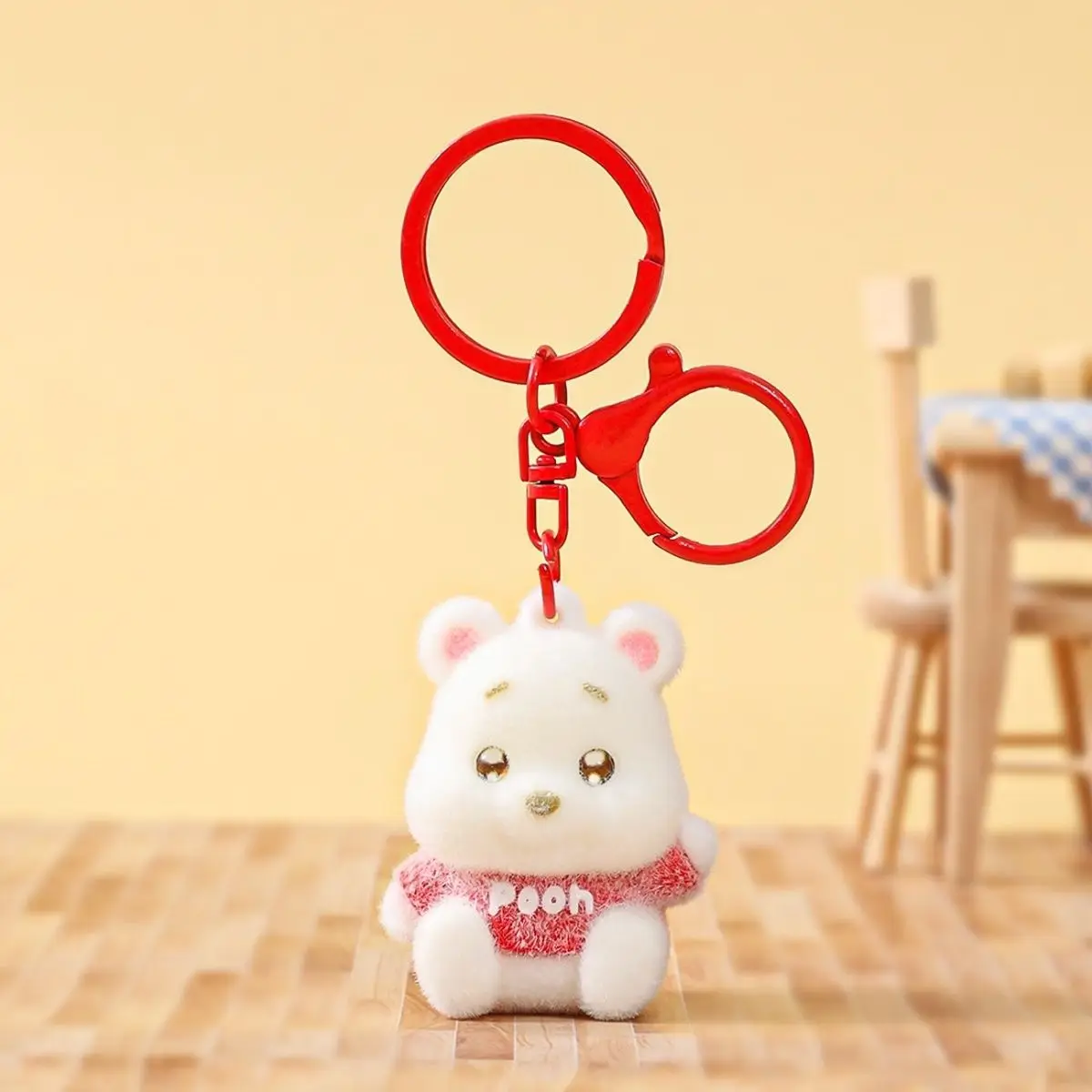 Winnie The Pooh Flocked Plush Keychain With Soft Velvet Finish For Couples And Best Gift Idea