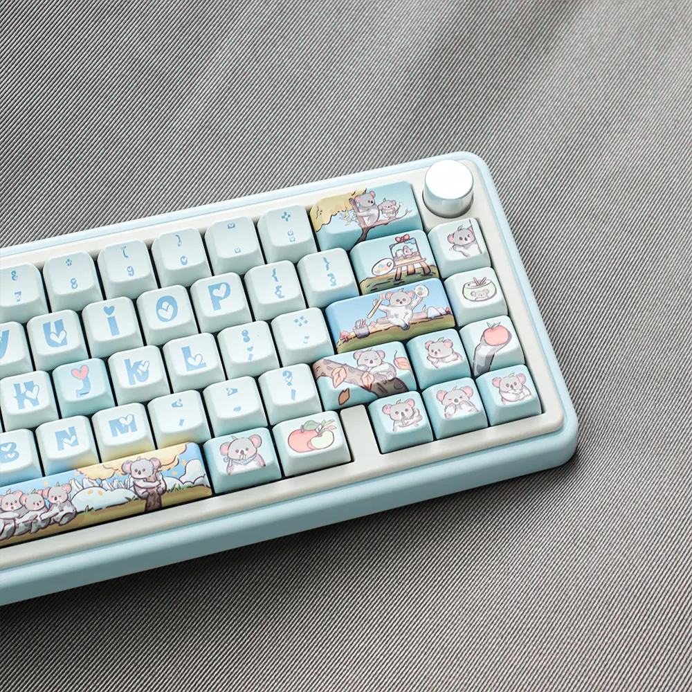 Imagem -04 - Teclado Mechanical Gaming Keycap Tema Koala Verde Azul Perfil Cereja Pbt Tintura Sublimação Bonito Mda 74 151key