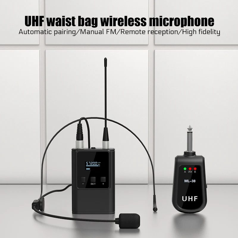 Professional 2-in-1 UHF Wireless Metal Headset Lavalier Microphone with Plug and Play Cardioid for Live Streaming & Teaching