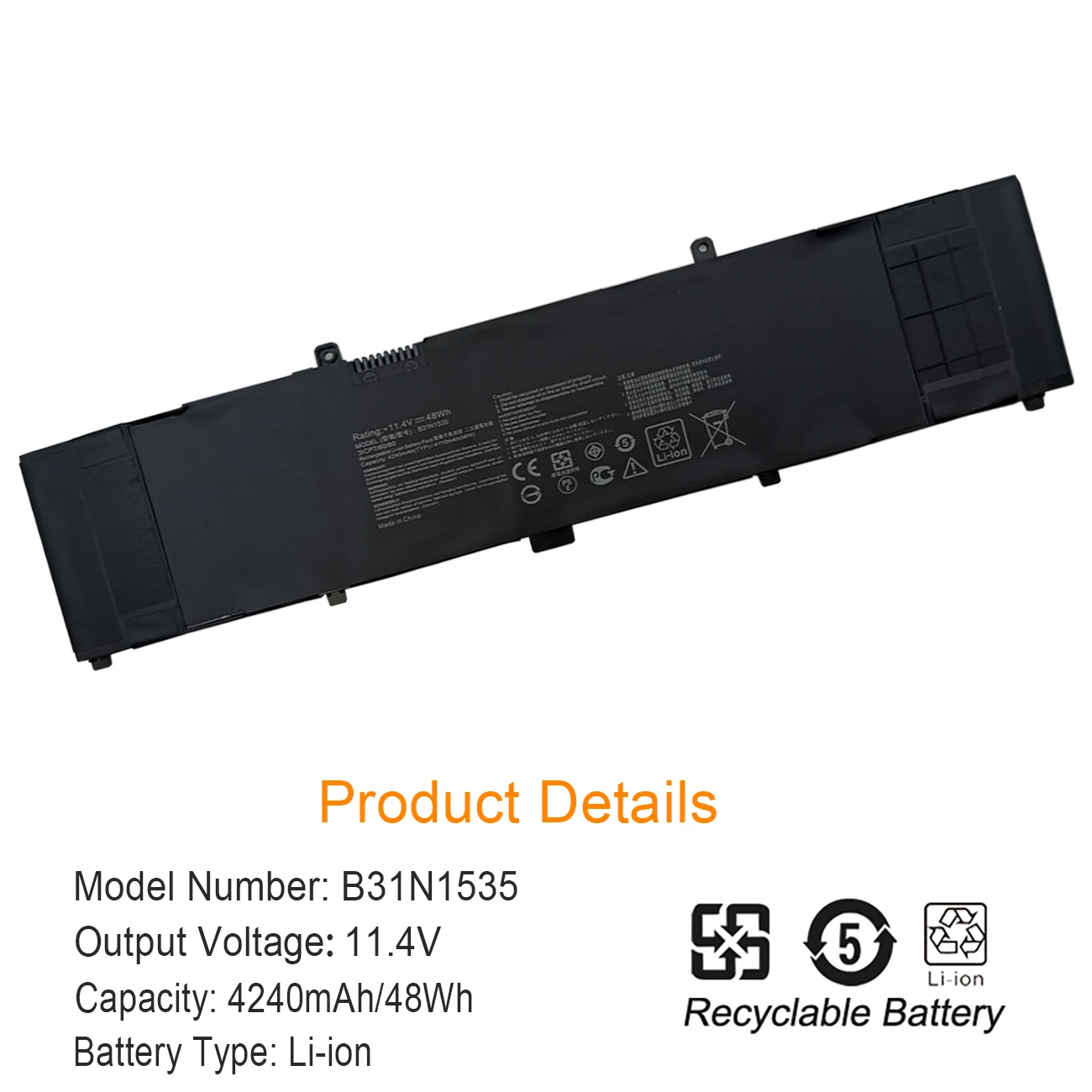 Новый бренд Nobi B31N1535 Аккумулятор для ноутбука Asus U4000U U4000UQ U3000UQ U310U UX310U RX310 U410 UX410U RX410 4240mah(48wh)