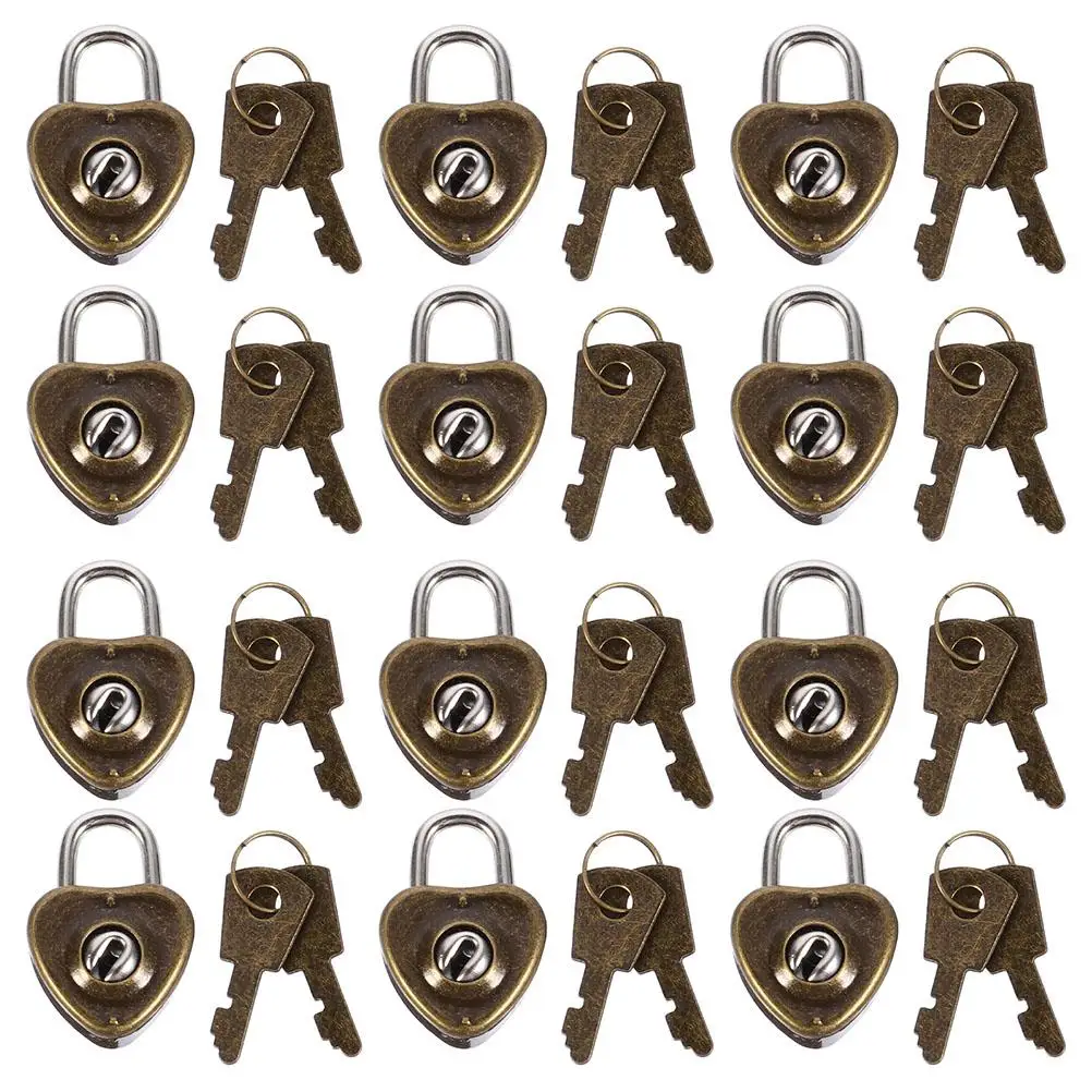 

25 Pcs Heart Shaped Padlock Mini Locks with Keys Iron Luggage Heart Lock Zinc Alloy Durable Retro Craftsmanship