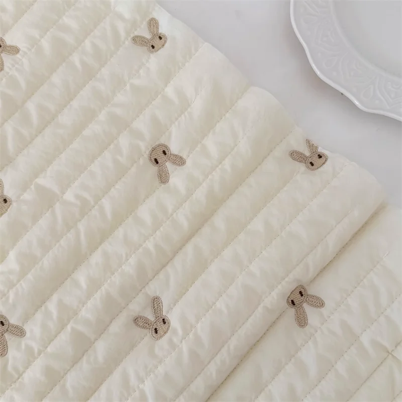 

140cm*50cm Thick Cotton Embroidery Rabbit Fabric Suitable For Handmade DIY Bags Vests Skirts Fabrics