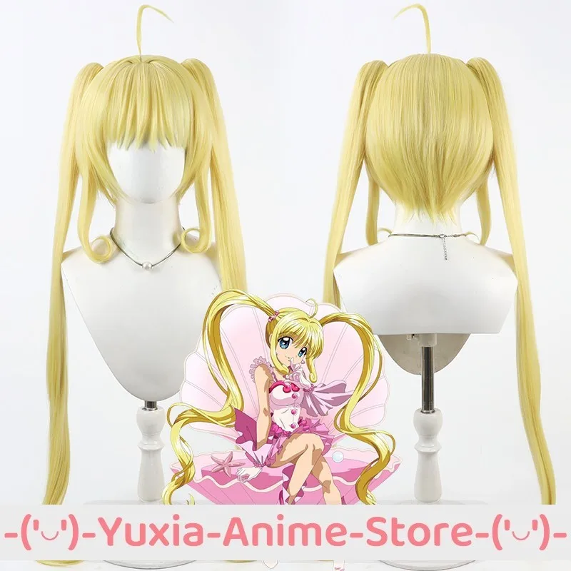 Peluca de Cosplay de Mermaid Melody Pichi Pitch Nanami Luchia con Cola de Caballo y Gorra, Pelucas de Anime para Disfraces de Fiesta, Cabello Sintético