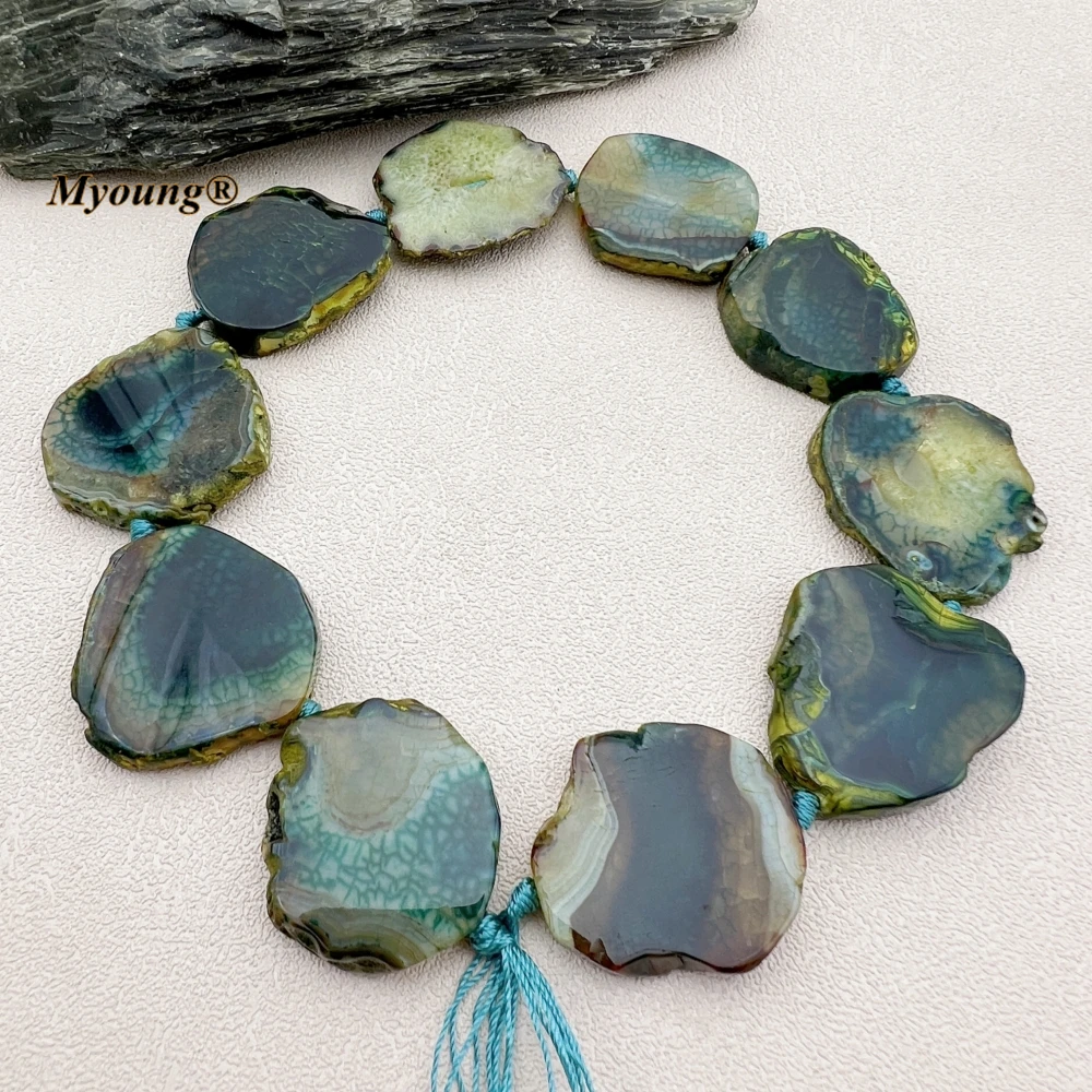 Large Irregular Magic Yellow Green Blue Multicolor Agates Slice Pendant Beads For DIY Jewelry Making MY231030