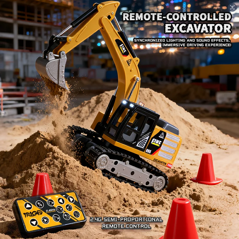 New 1/64 Desktop Excavator Remote Control Mini Engineering Vehicle Series 2.4g Rc Decompression Toy Boy Excavator Mini Remote