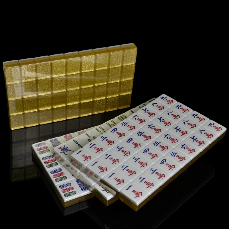 Family Table Board Game Chinese 40mm Luxury Mahjong Set Hot Sale Silver&Gold  