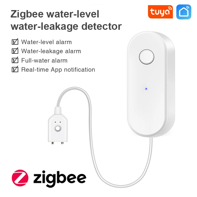 Zigbee Water Sensor Liquid Leak Detector Tuya Smart Life Linkage Alarm App Remote Monitoring  Alerts Work With Zigbee Gateway