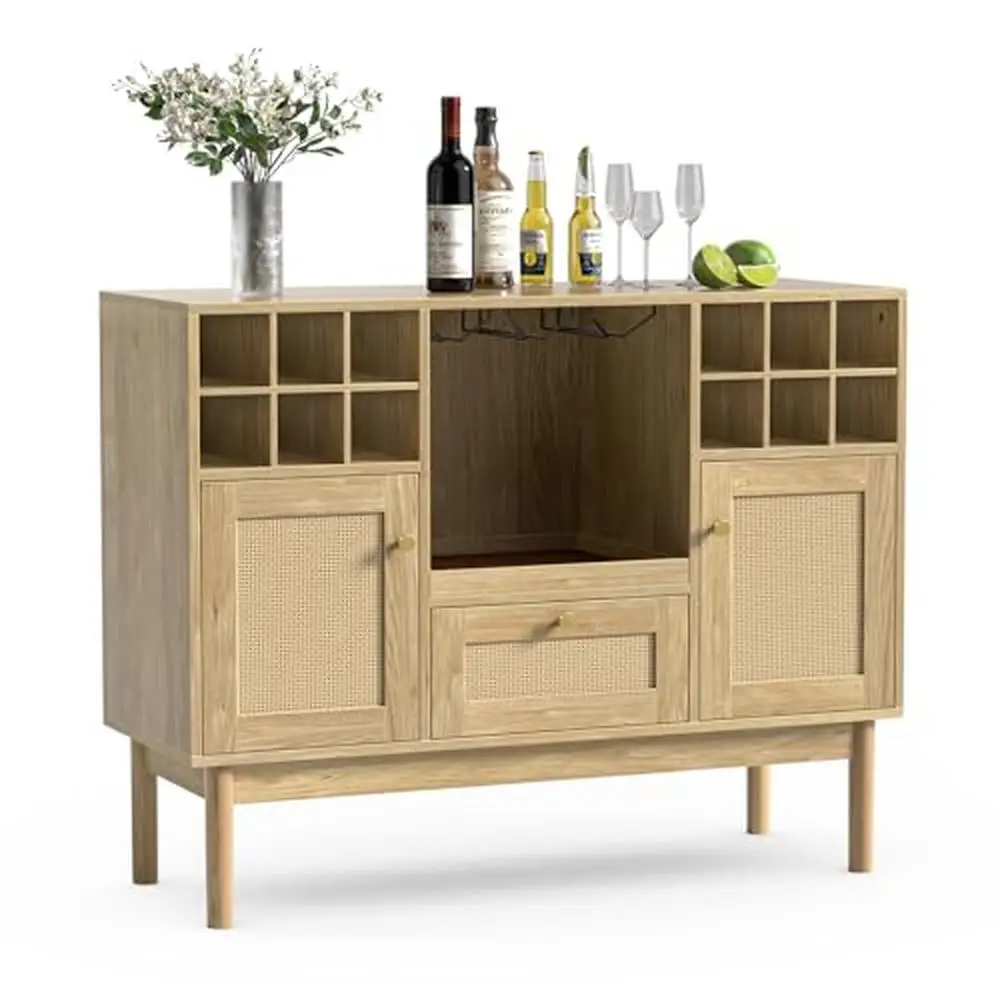 Armoire à vin en rotin rustique, ferme française ou planche de bar de rangement, MEL43.3 "L x 15.7" D x 34 "H