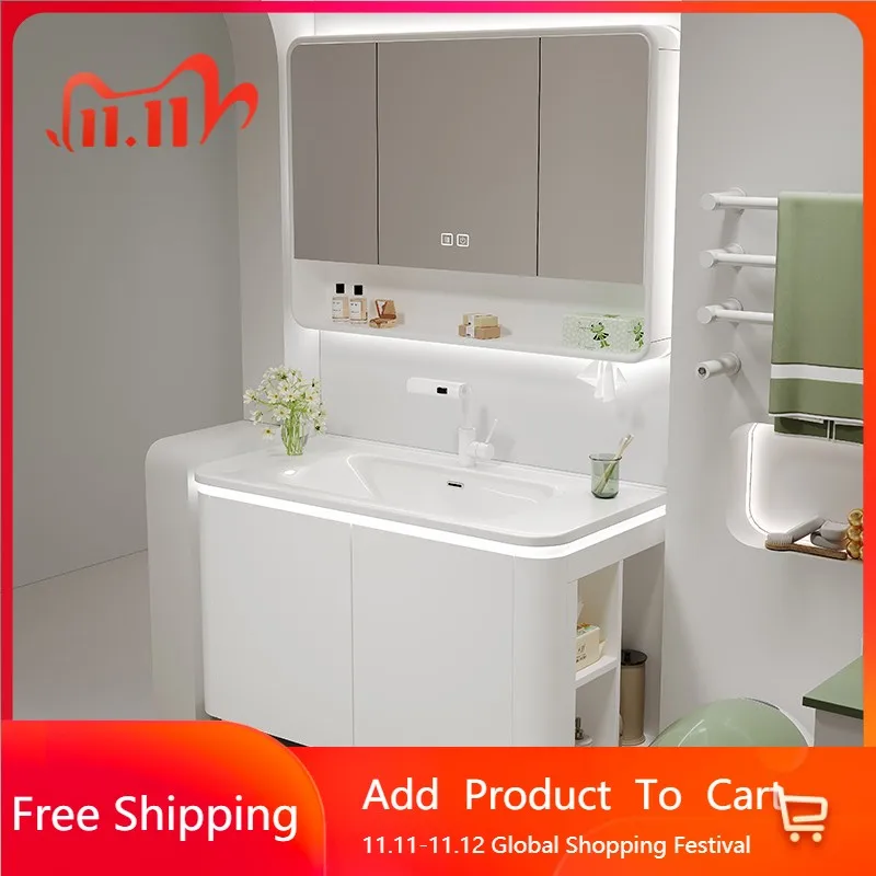 

Replica White Bathroom Vanity Cabinets Side Storage Floor Bathroom Cabinet Sink Smart Ceramic Postmodern Gabinete Home Furniture