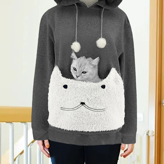 Cat Lovers Hoodie Kangaroo Dog Pet Holder Carrier Big Pouch Pocket Paw Pullovers Sweatshirt Animal Pouch Hood Carry Cat Pullover AliExpress