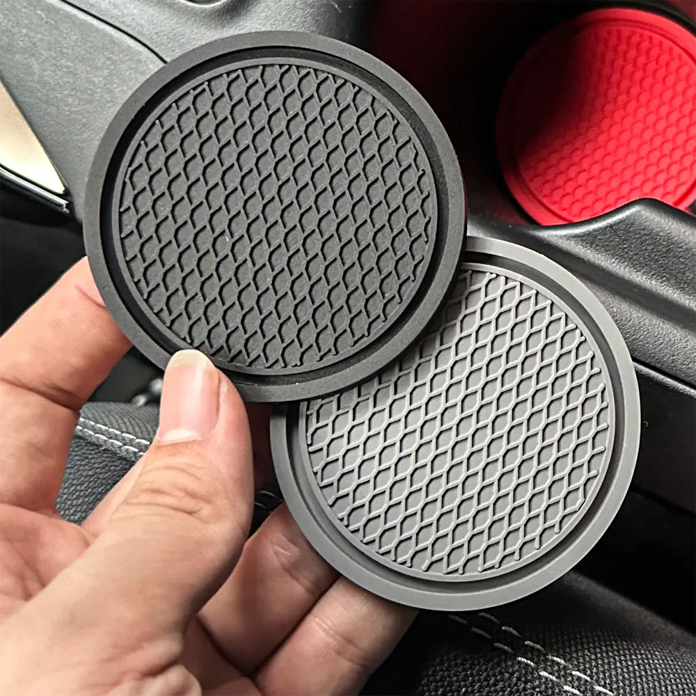 2Pcs Car Cup Holder Drink Pad Interior Decoration Anti-slip Mat Round Durable Coaster Heat Resi Car Accessories
