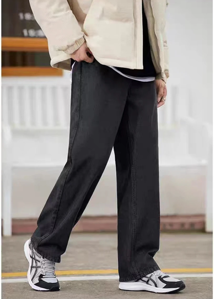 

Waed Bla ey Men's Jeans Loose Wide Leg Casual Long Trousers Trendy Autumn New Arrival DOLCA HOMME Bird Series Cotton Denim