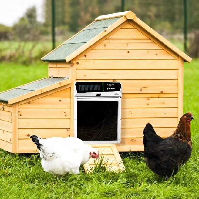 

l # Customized Intelligent Design Rolling Door Chicken Coop Door Solar Infrared Sensor Anti-Pinch Small Animal Coop Door