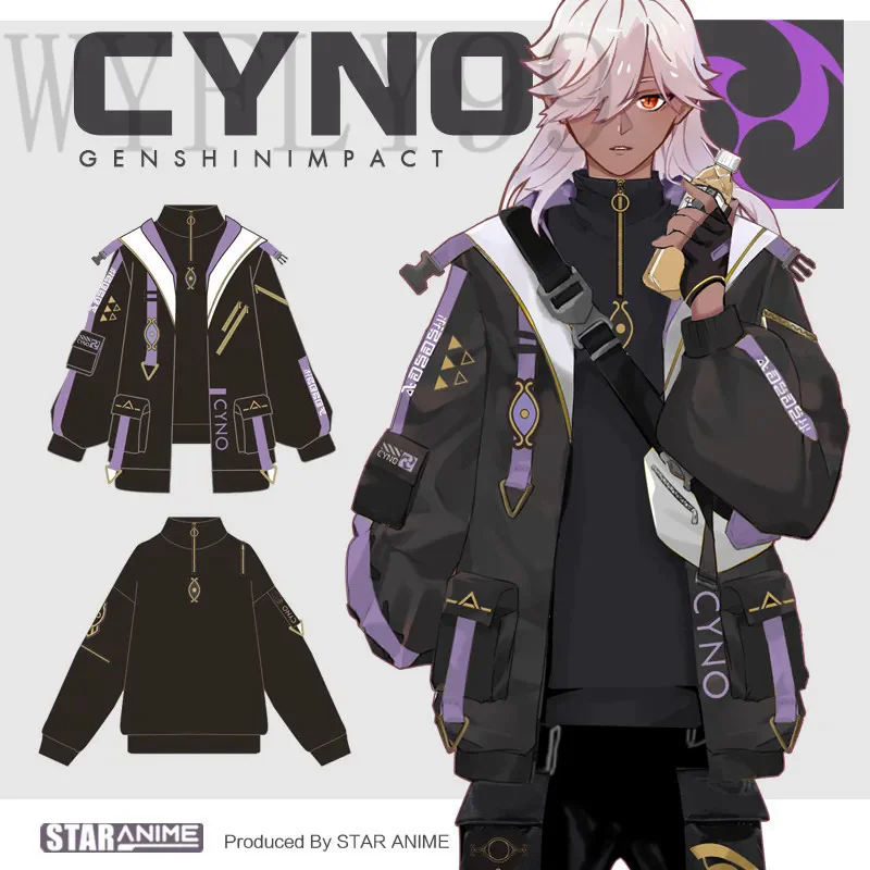 

Anime Genshin impact CYNO cosplay cool tops coat Harajuku casual hoodies sweatshirt Springs autumn unisex loose jacket pants