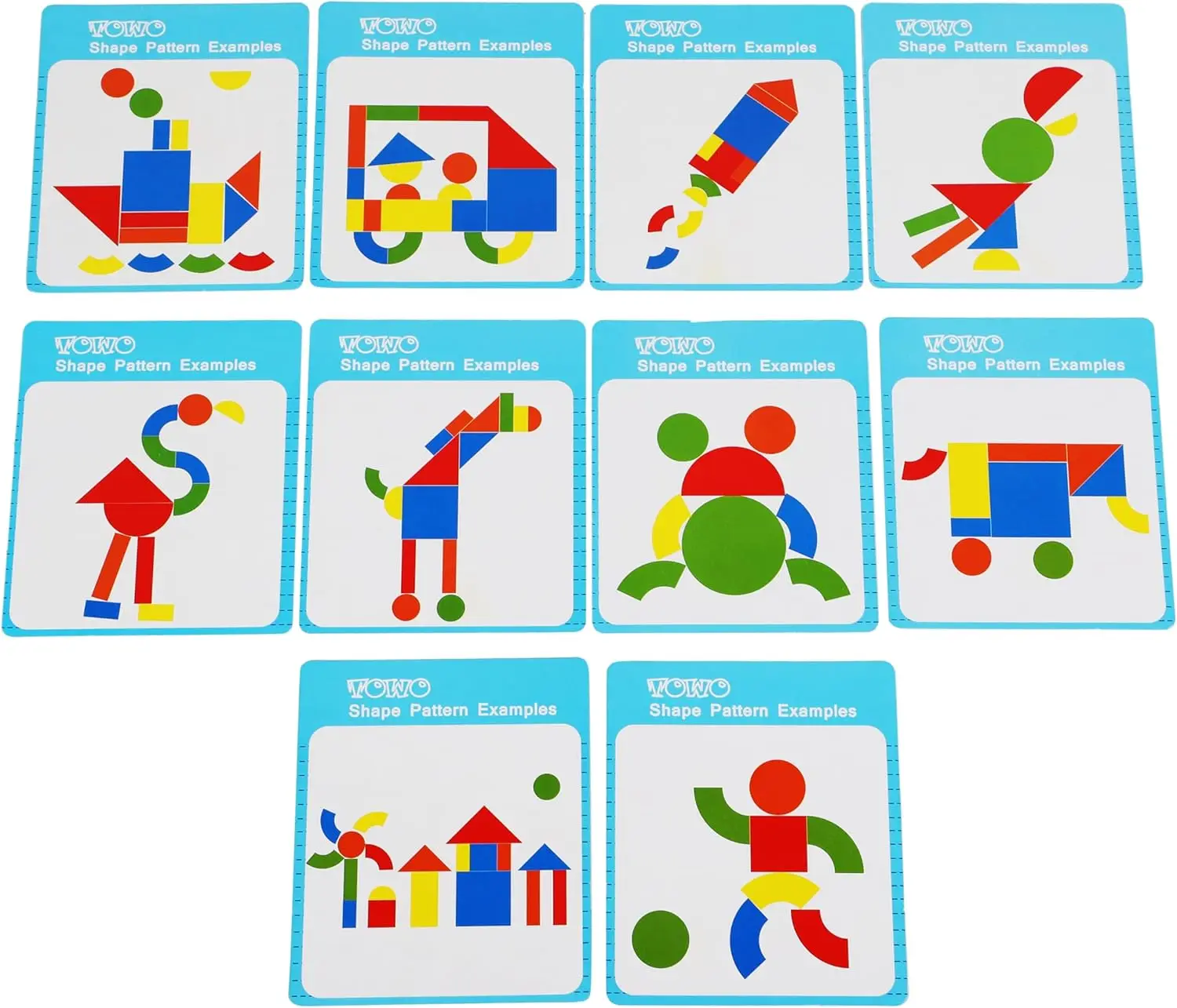 Juguetes de bloques magnéticos de madera, bloques de construcción con patrón de formas, rompecabezas Tangram grandes para niños, juguete de desarrollo creativo geométrico