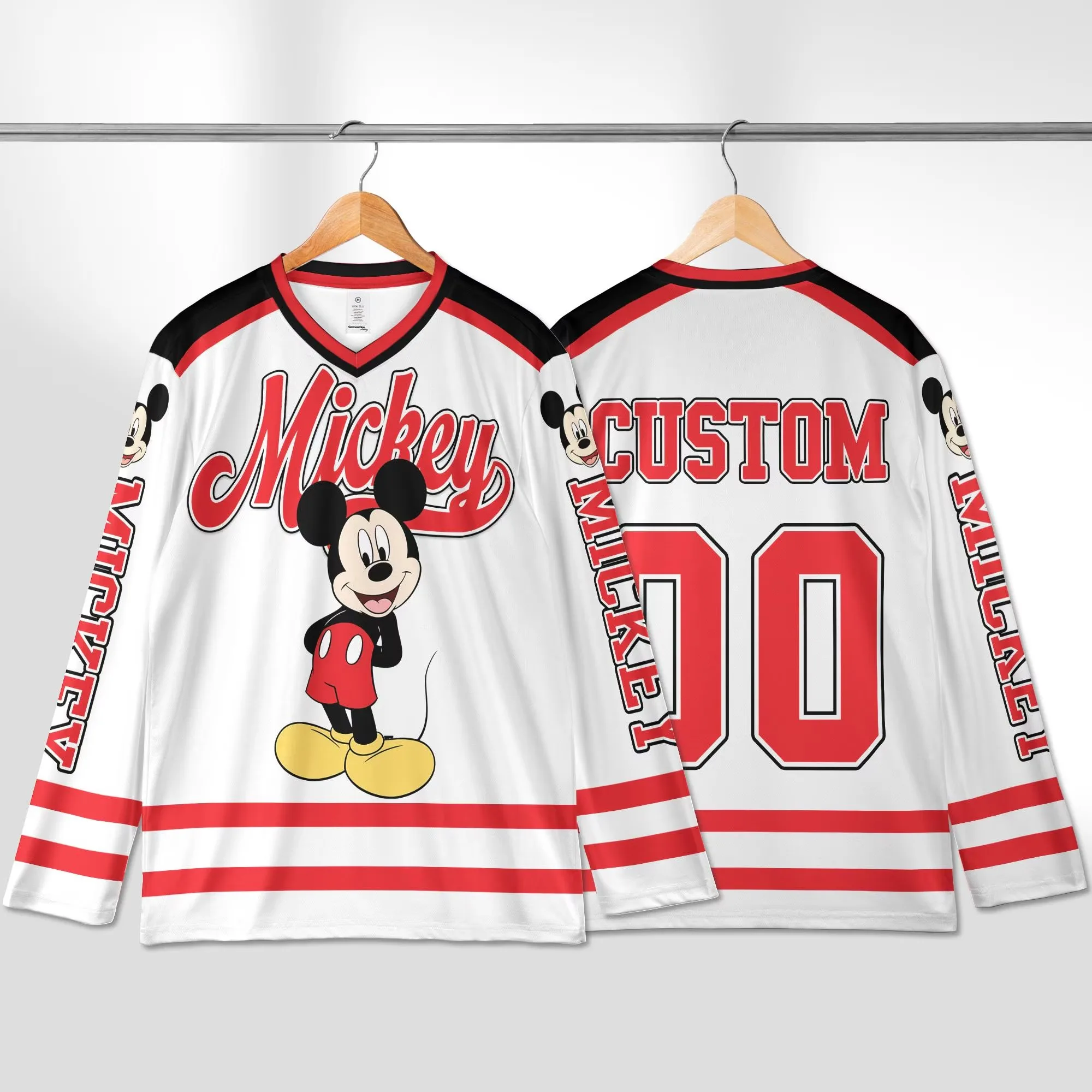 

Disney Mickey and Minnie 3D Printed Cartoon T-shirts Men's Women's Long-sleeved T-shirts Hockey Jerseys Rugby Training Suits