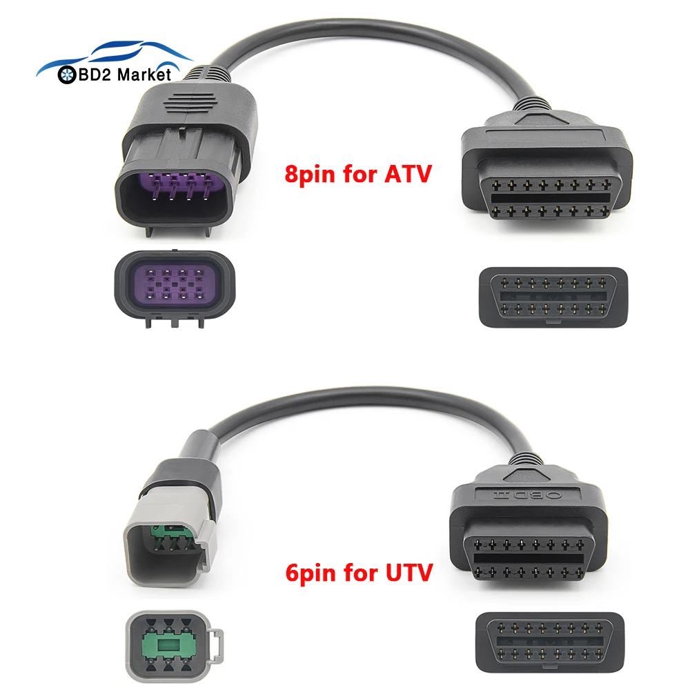 

OBD ATV UTV кабель для подключения к мотоциклу OBD2 к 8-контактному диагностическому адаптеру для Polaris RZR/Ranger/General/Sportsman/ACE/Slingshot