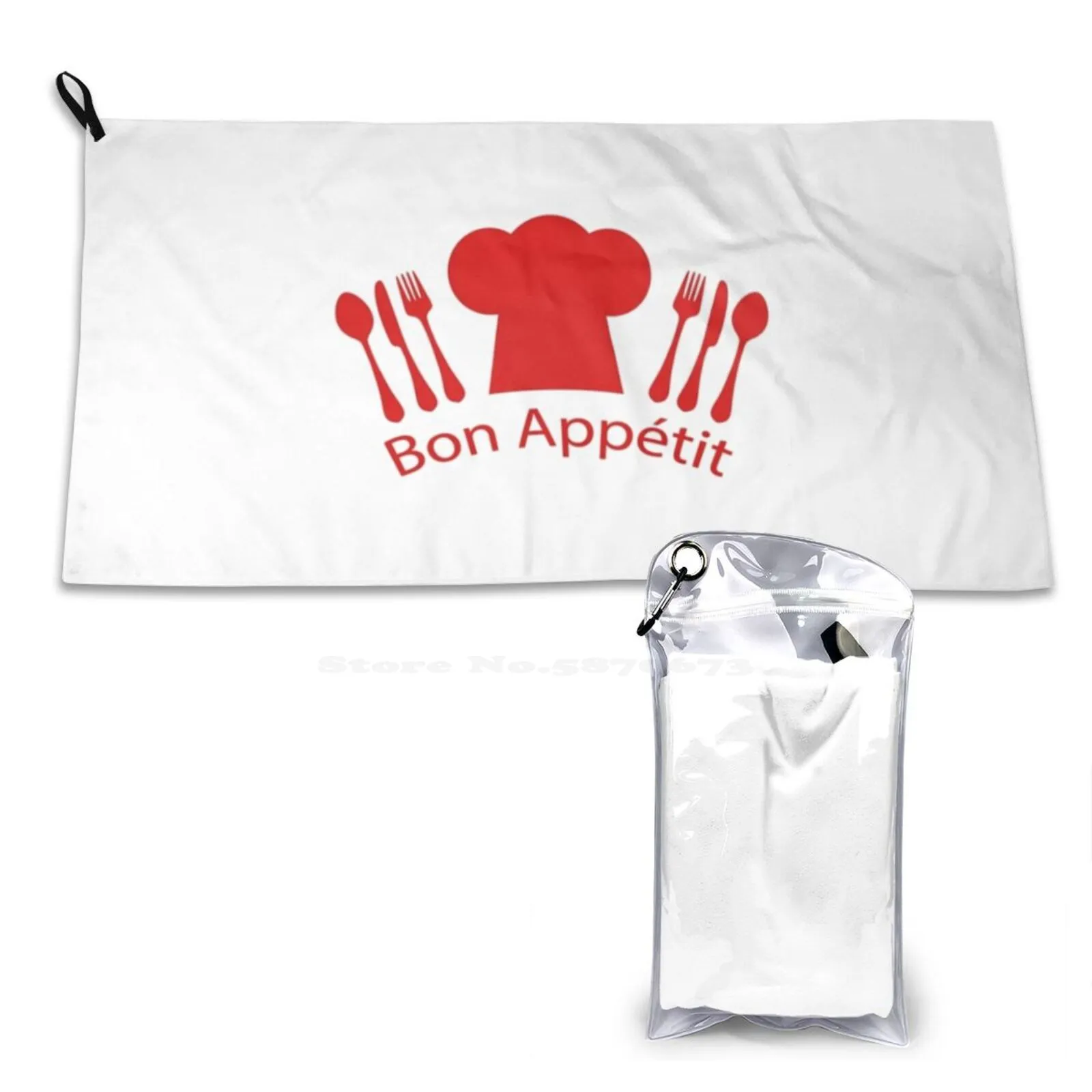 Bon Appetit Red French Chef'S Hat Soft Bath Towel Washcloth Outdoor Foodie Gourmet Good Great Master Loves Cooking School Chefs