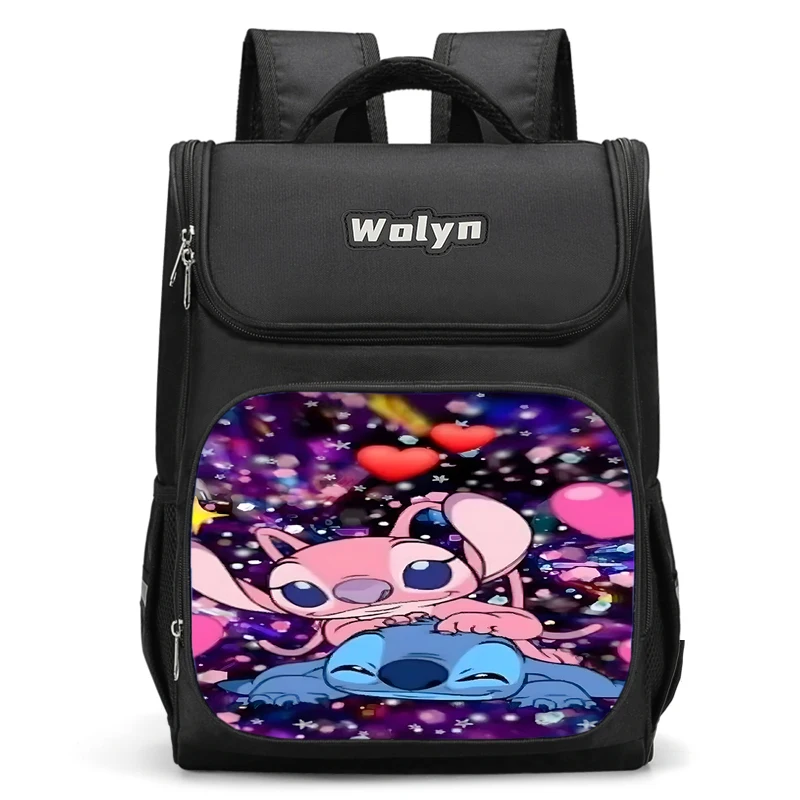 Large Child Cute anime couple Stitch Backpack Boy Girls School Bag For Men Women Traveling Backpack Durable and Multi Compartmen