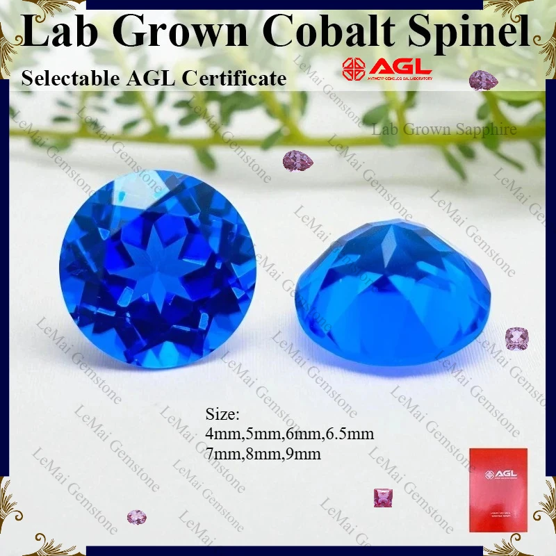 Lab Grown Cobalt Spinel Round Cut VVS1 Synthetic Gemstone
