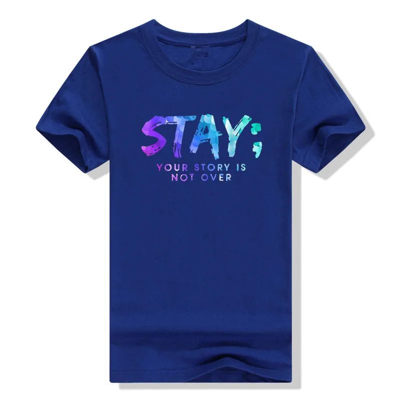 Your Story Is Not Over Stay Suicide Prevention Awareness T-Shirt Sayings Quote Letters Printed Graphic Tee Tops Healthy Clothes view 2