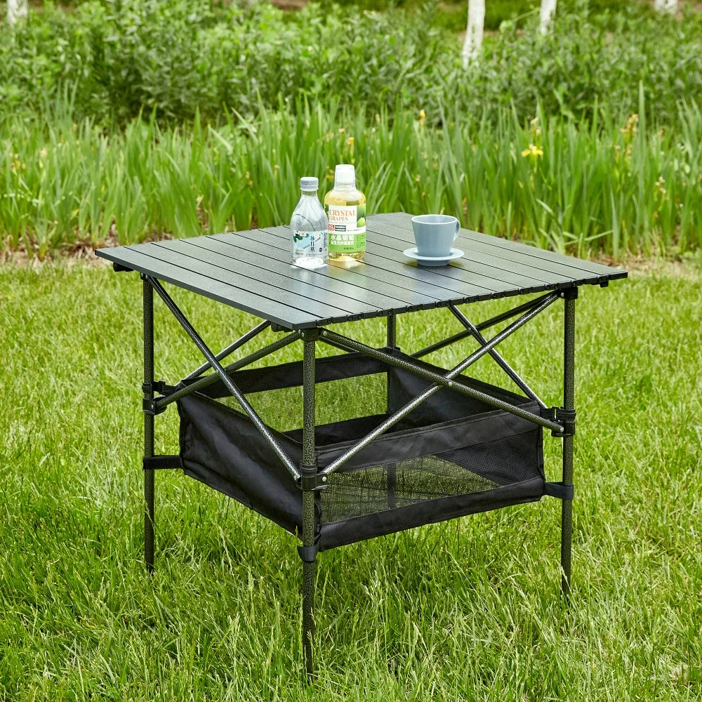 

1-piece Folding Outdoor Table with Carrying Bag,Lightweight Aluminum Roll-up Square Table for indoor, Outdoor Camping, Picnics,