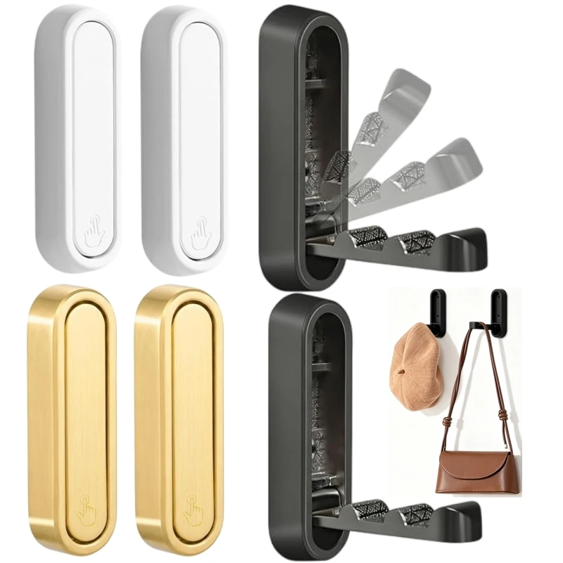 Klappbare Wandhaken, robuste Wandhaken aus Aluminiumlegierung für Badezimmer, Küche, Schrank, Handtuch, Bademantel, Tasche, Hut, platzsparend – Detail 2