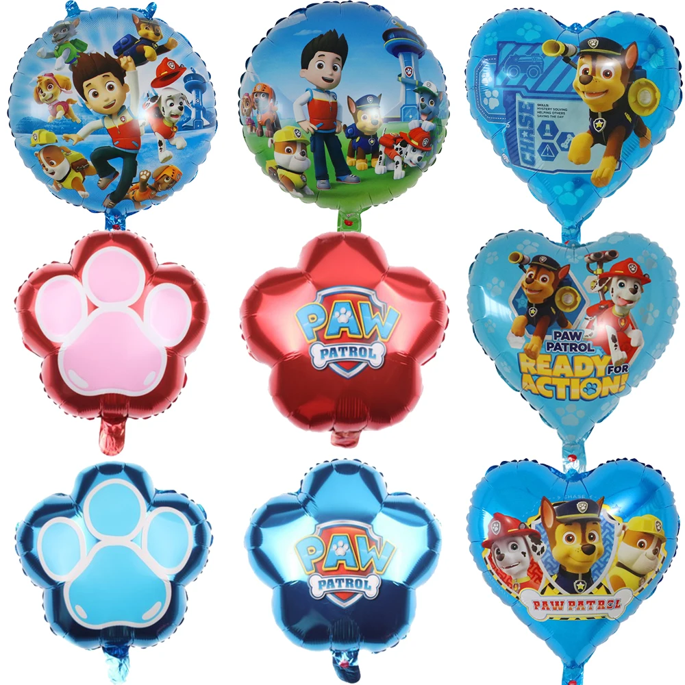 Paw Patrol Dog Paw Cute Cartoon Aluminum Foil Latex Balloons Party Decor Kids Classic Toys Helium Air Inflatable Balls Supplies