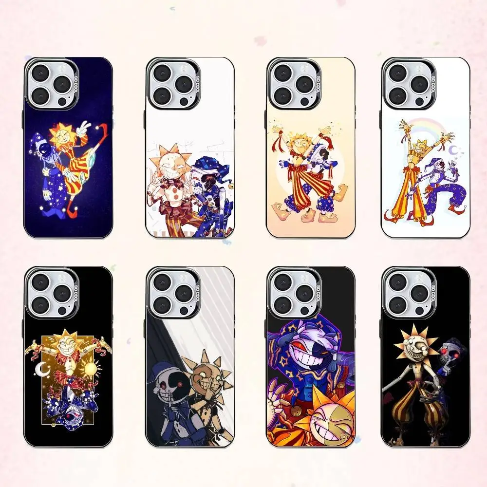 

Game S-Sundrop And M-Moondrop Fnaf Phone Case For iPhone17,16,15,14,13,12,11 Plus,Pro Max Colored Silver Plated Inside Cover