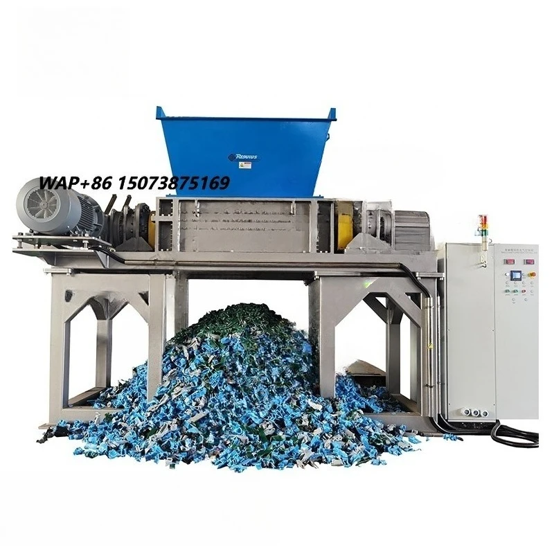 ABS Outer Shell Rubber Tires PP Pallet Cardboard Recycling Double Shaft Shredding Machine Plastic Shredder Machine