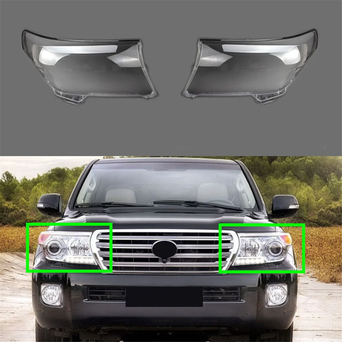 Right Car Headlight Lens Cover Light Lamp Lampshade Front Auto Light Shell for Land Cruiser LC200 2012-2015