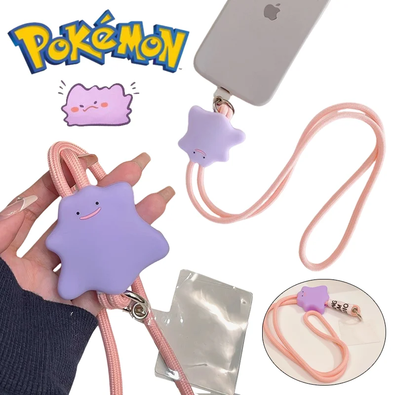 Pokemon Ditto Mobile Phone Lanyard Cartoon Hanging Neck Lanyards Strap Fashion Women Phone Anti-lost Rope Charm Accessories