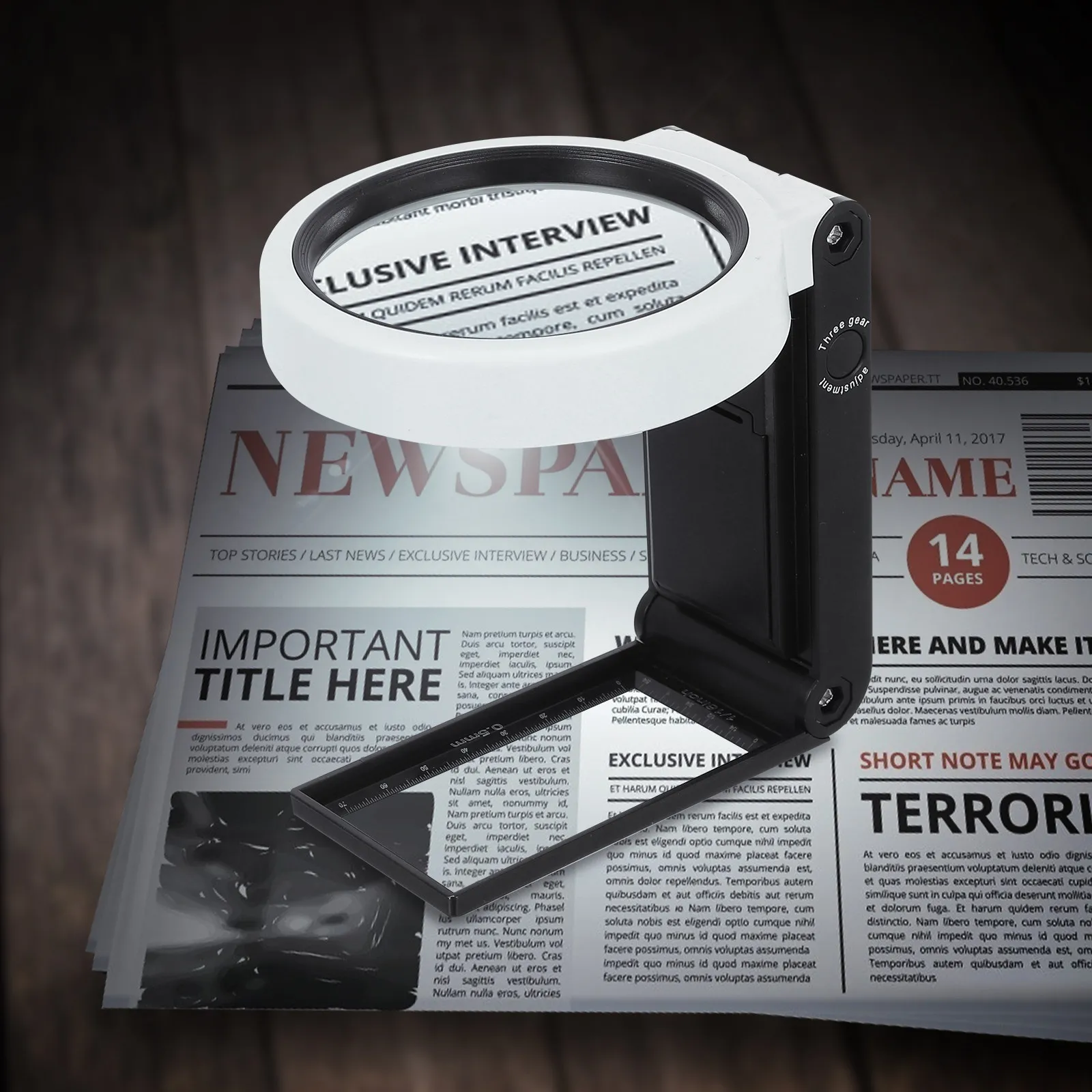 

Standing Magnifier with LED Light Desktop Magnifying Glass for Reading Handheld Use Foldable Design Portable Observation