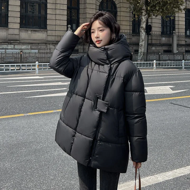 Women Oversized Coat Casual Loose Parkas Winter Korean Jacket Snow Outwear Long Sleeve Solid Padded Clothing Coat For Girls