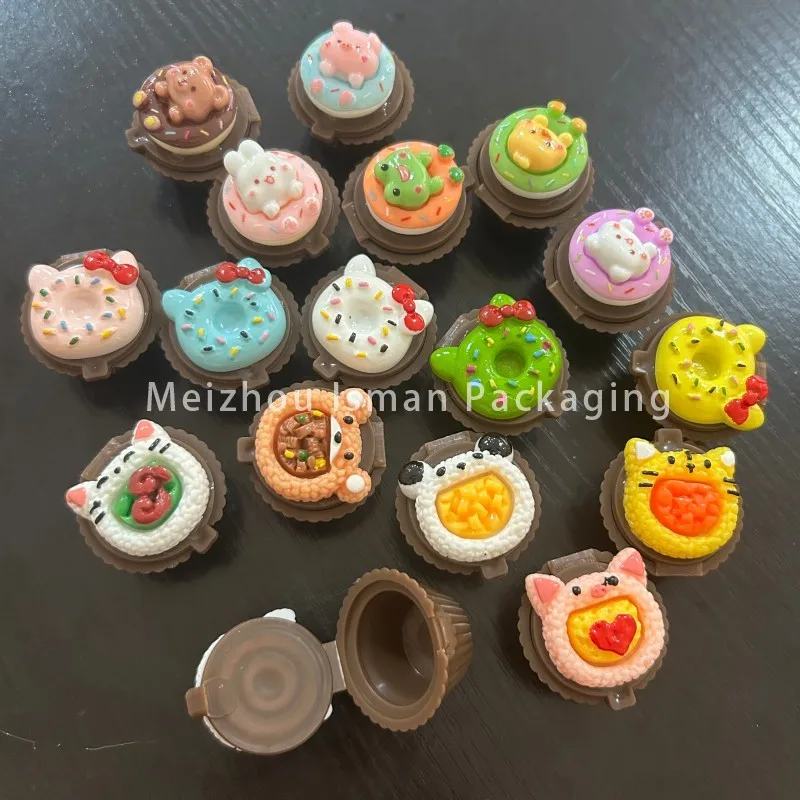 50개 플라스틱 컵 케이크 모양 빈 용기 귀여운 화장품 립밤 병 포장 귀여운 어린이 립스틱 케이스 립 스크럽 용기 3g