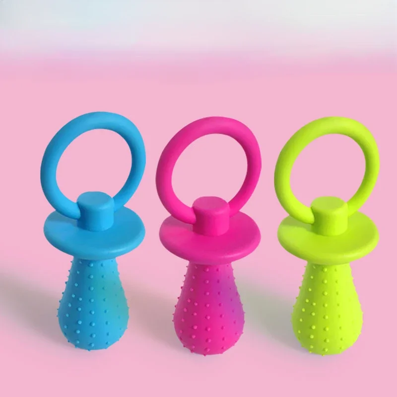 1Pcs Random Color Nipple Shaped Pet Dogs Rubber Chew Toys Dog Cat Molar Teething Training Toy Pet Bite Resistant Interactive Toy