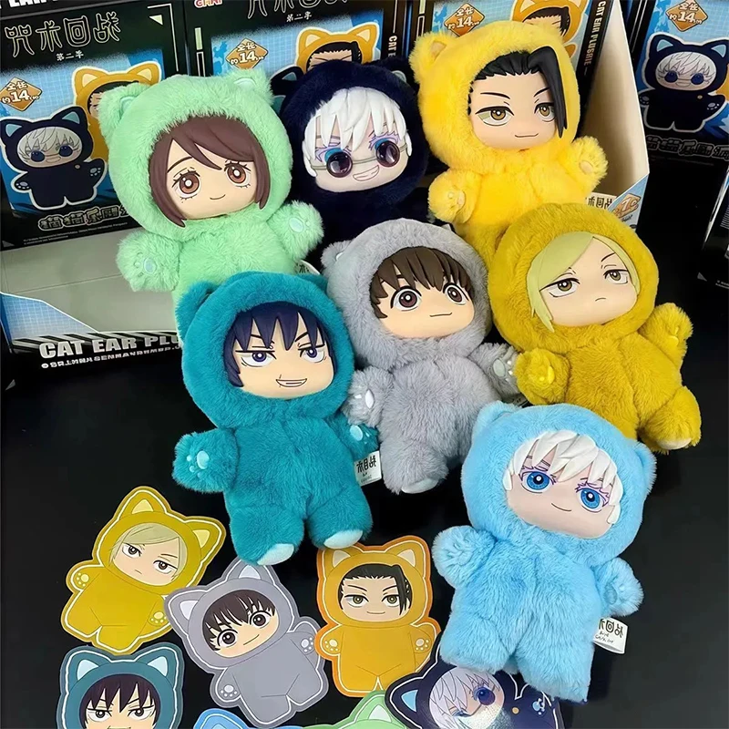 2026 Echte Kawaii Jujutsu Kaisen 2 Kat Oor Plushie Serie Blind Box Mystery Box Anime Speelgoed Kamer Decoratie Verzamel Festival Gift