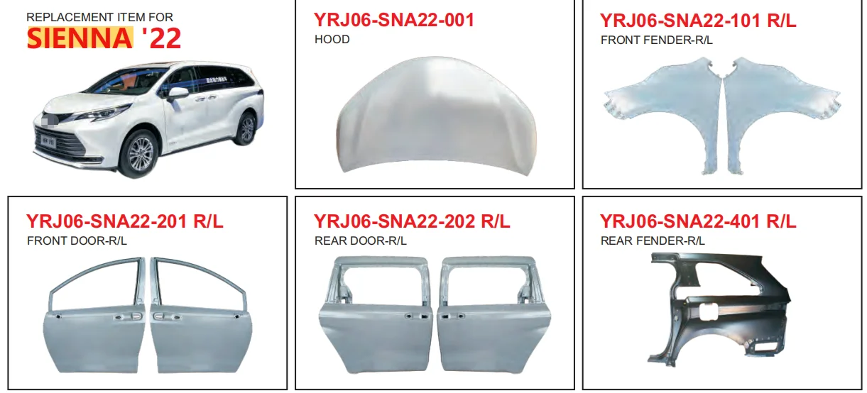 forHot Sale Aftermarket Auto Body Parts Fender Panel Car Rear Fender for Sienna 2022 up