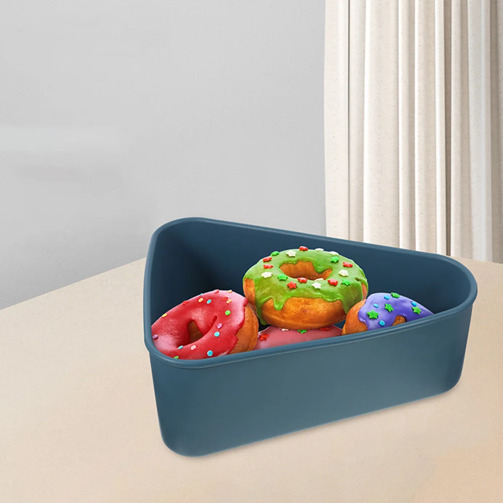 

Silicone Storage Box Small Blue Lunch Container for Pizza Slices Cookies Pastries Microwave Safe Portable Dessert HolderReusable