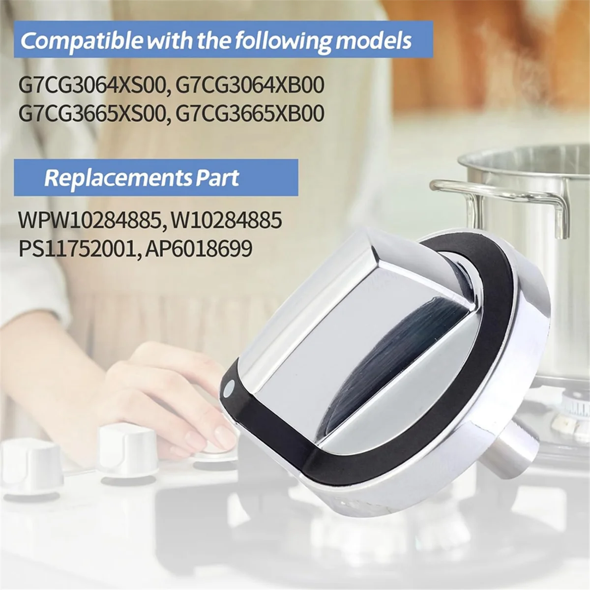 BABQ W 10284885   Kenop Kontrol Kompor Kompatibel dengan Pembakar Oven Whirlpool Range, Bagian Pengganti WPW 10284885 , (5 Paket)