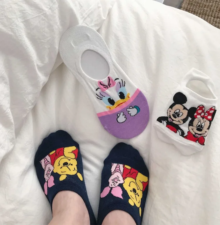 Disney Cartoon Short Socks Slipper Stitch Boat Socks Printed Happy Invisible Summer Mickey Mouse Donald Duckwomen Cotton Socks